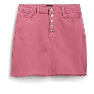 Just Black Odyssey Button Detail Denim Skirt Pink
